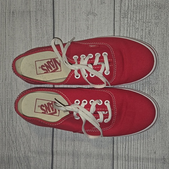 Vans Women's or Men's Authentic Shoes Red and White Size 7 Women / 5.5 Men - Picture 2 of 14